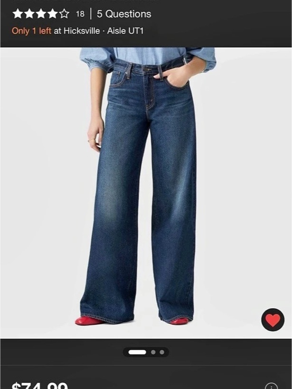 Levi's Middy Wide Leg Wide Leg Jeans in Blue Size 26 x 32 NWT & 31 x 32